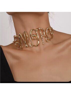 AMORE Gold Statement Choker Necklace